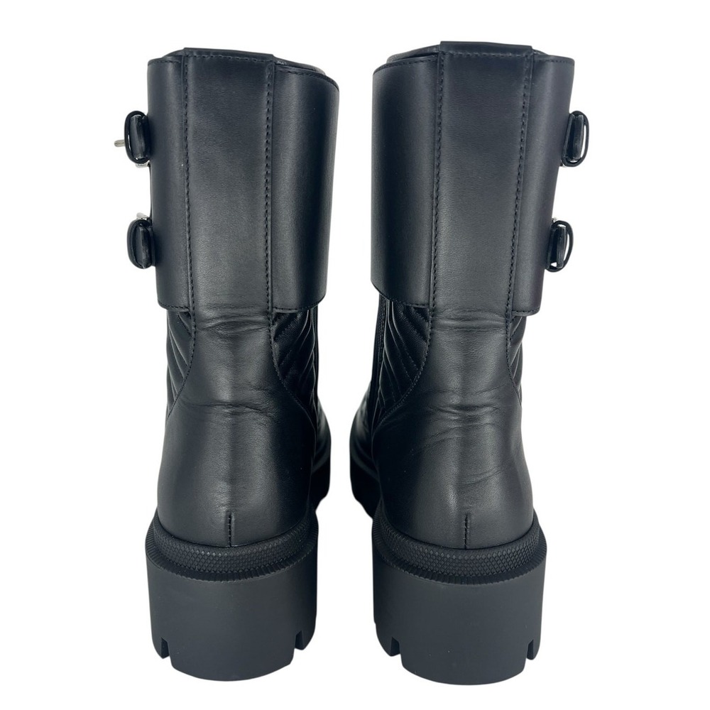 Gucci Frances Quilted Leather Combat Boots in Black Size 37.5 - Picture 15 of 16